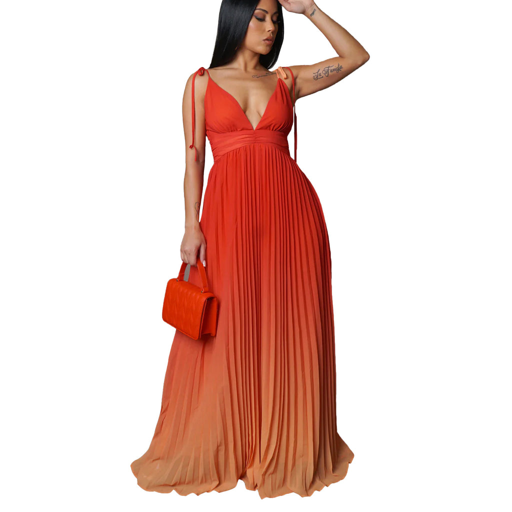 Sexy Strapless Backless Tie-up Ombre Long Dress Formal Dress
