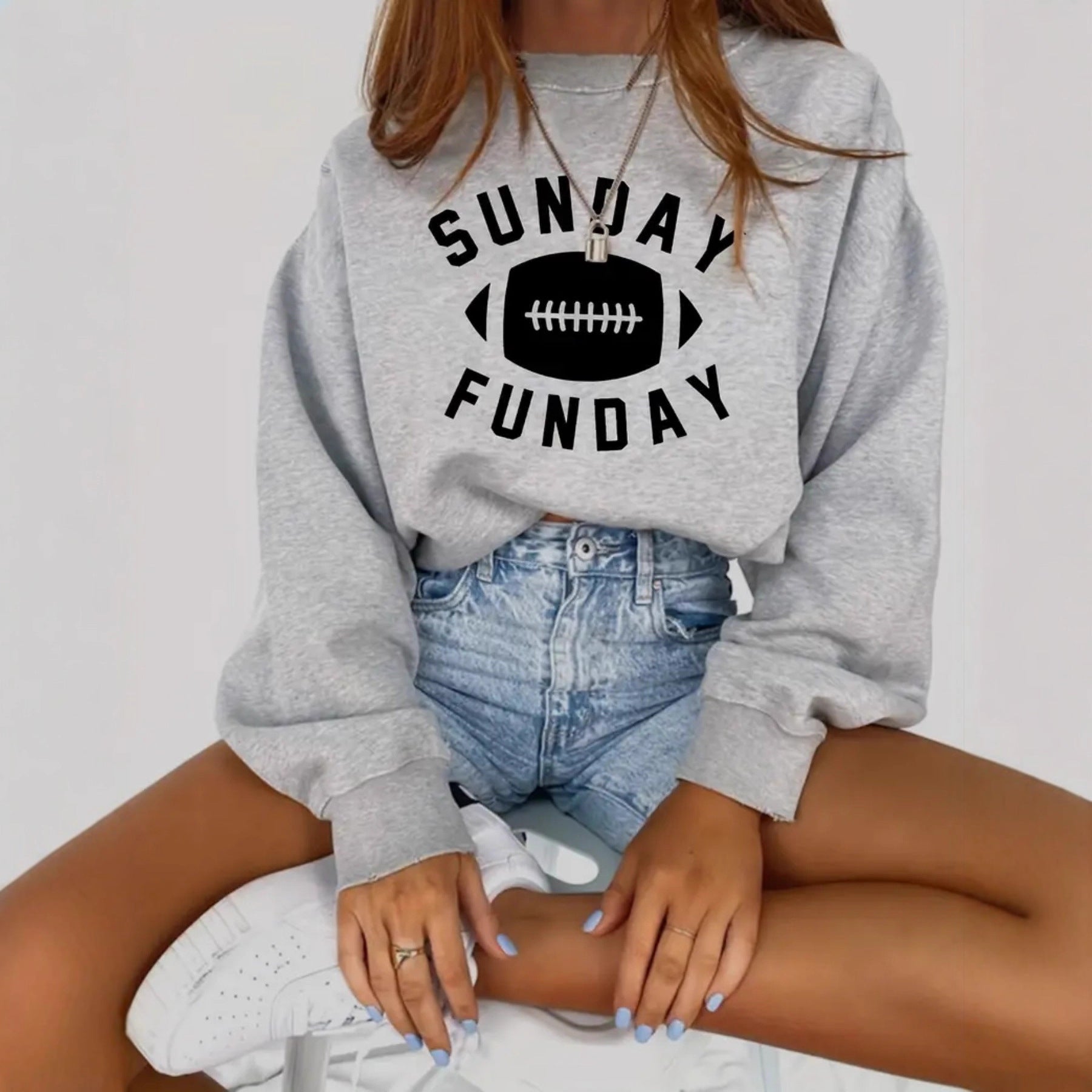 Rugby letter printed hoodie for women