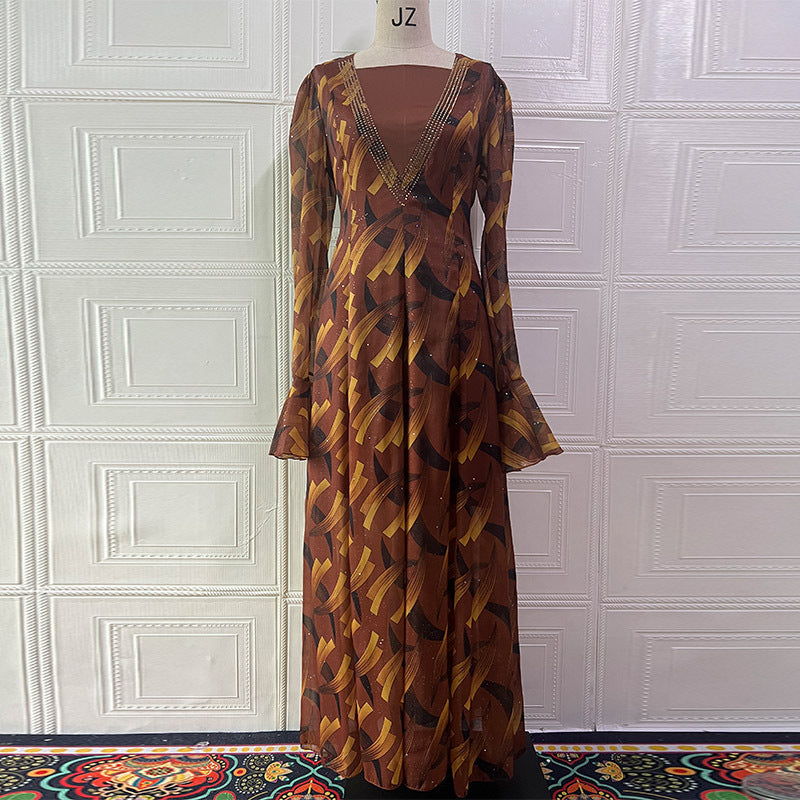 Lace up temperament women's party robe dress