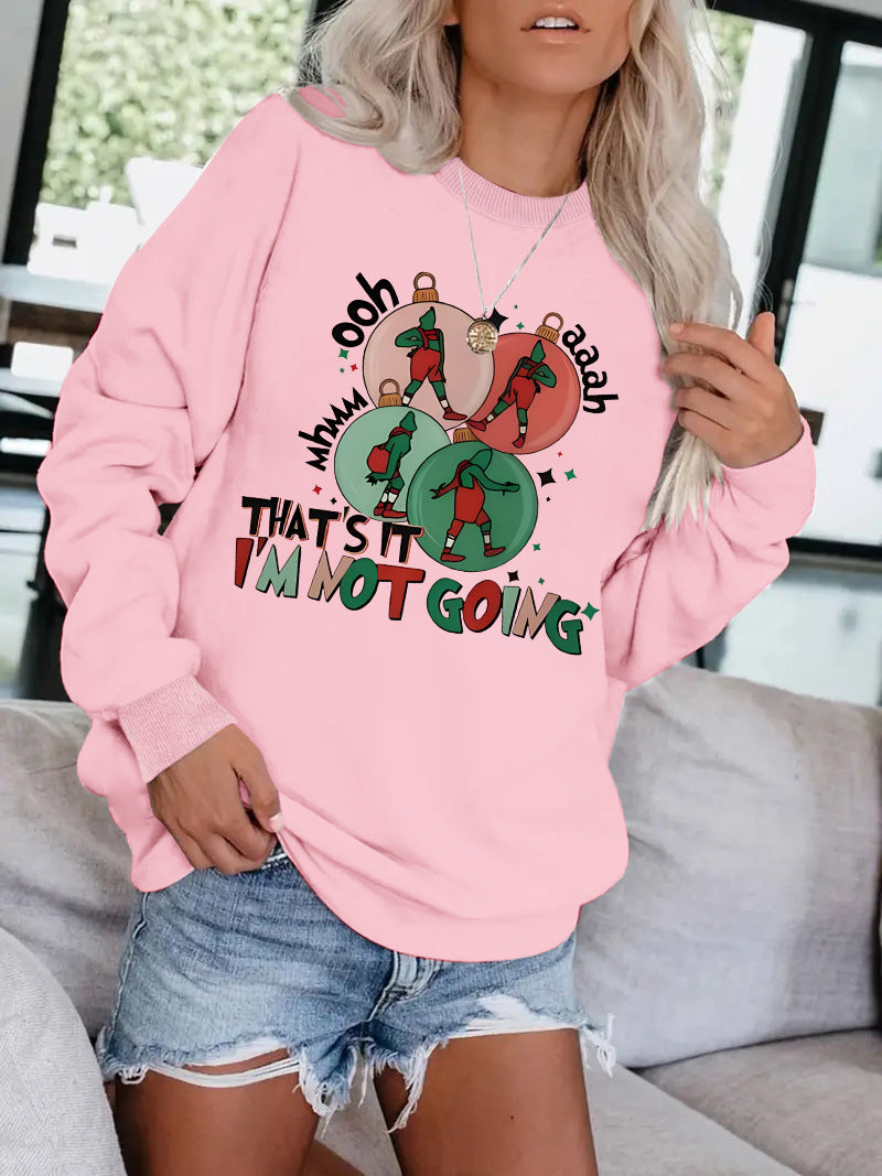 Letter phrase pattern printed casual long sleeved sweatshirt
