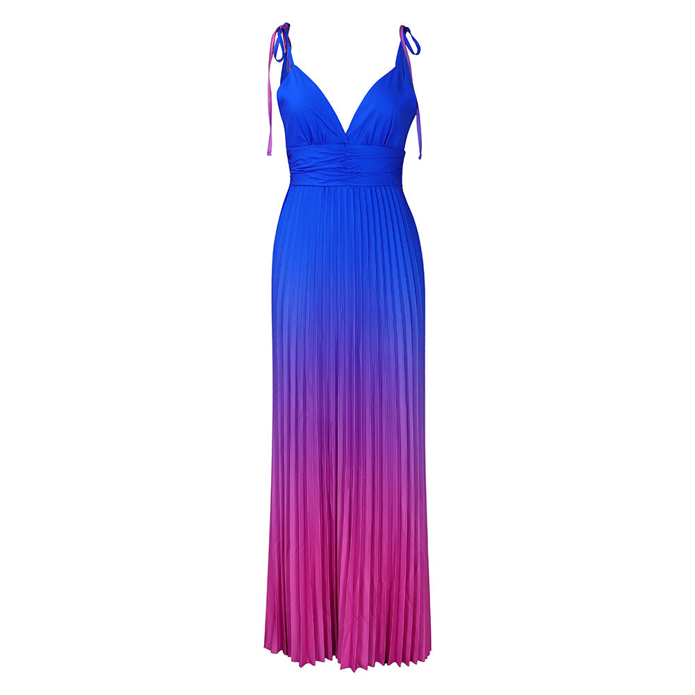 Sexy Strapless Backless Tie-up Ombre Long Dress Formal Dress