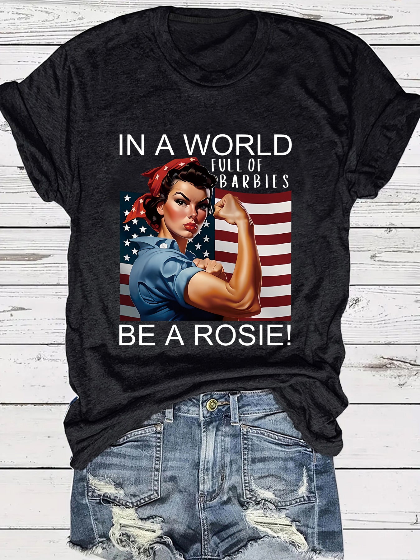 Pattern round neck short sleeved shirt