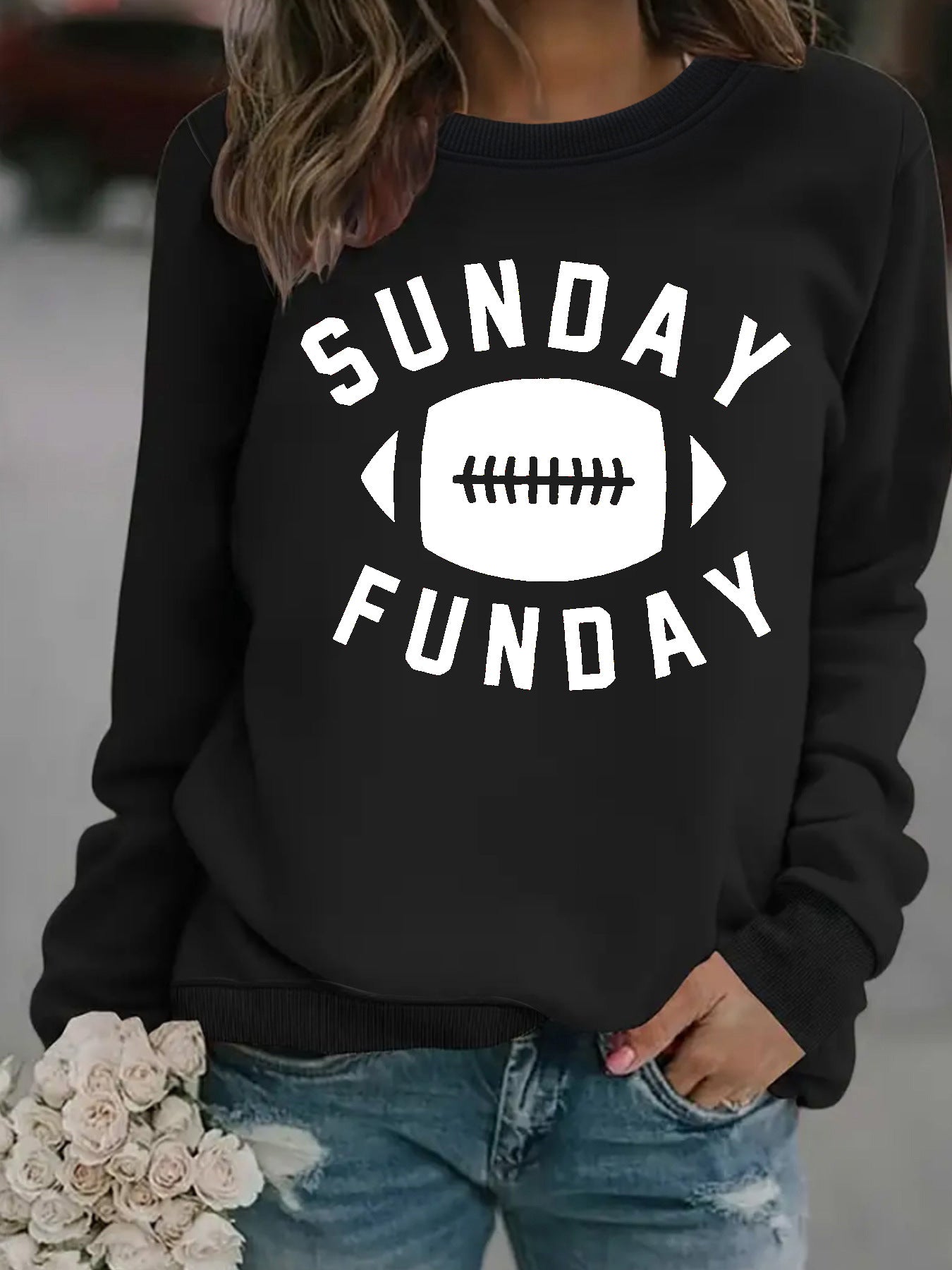 Rugby letter printed hoodie for women