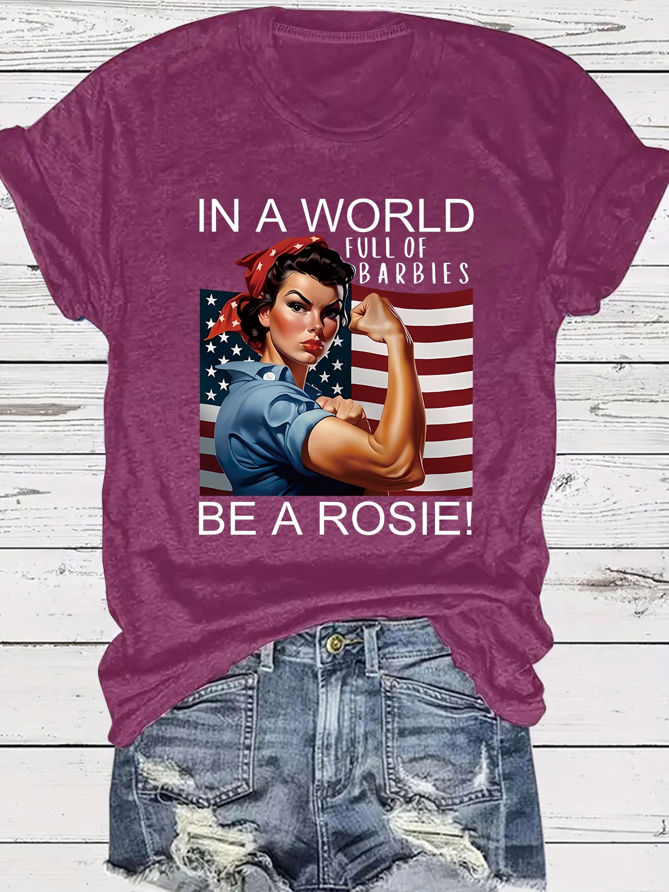 Pattern round neck short sleeved shirt