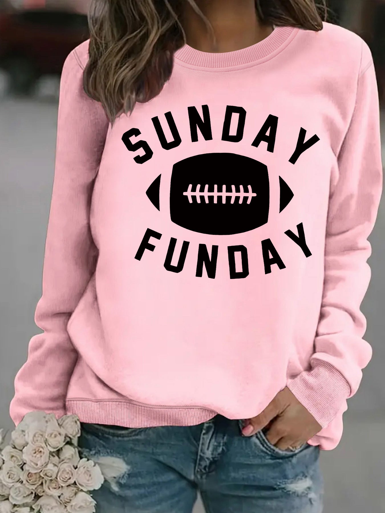 Rugby letter printed hoodie for women