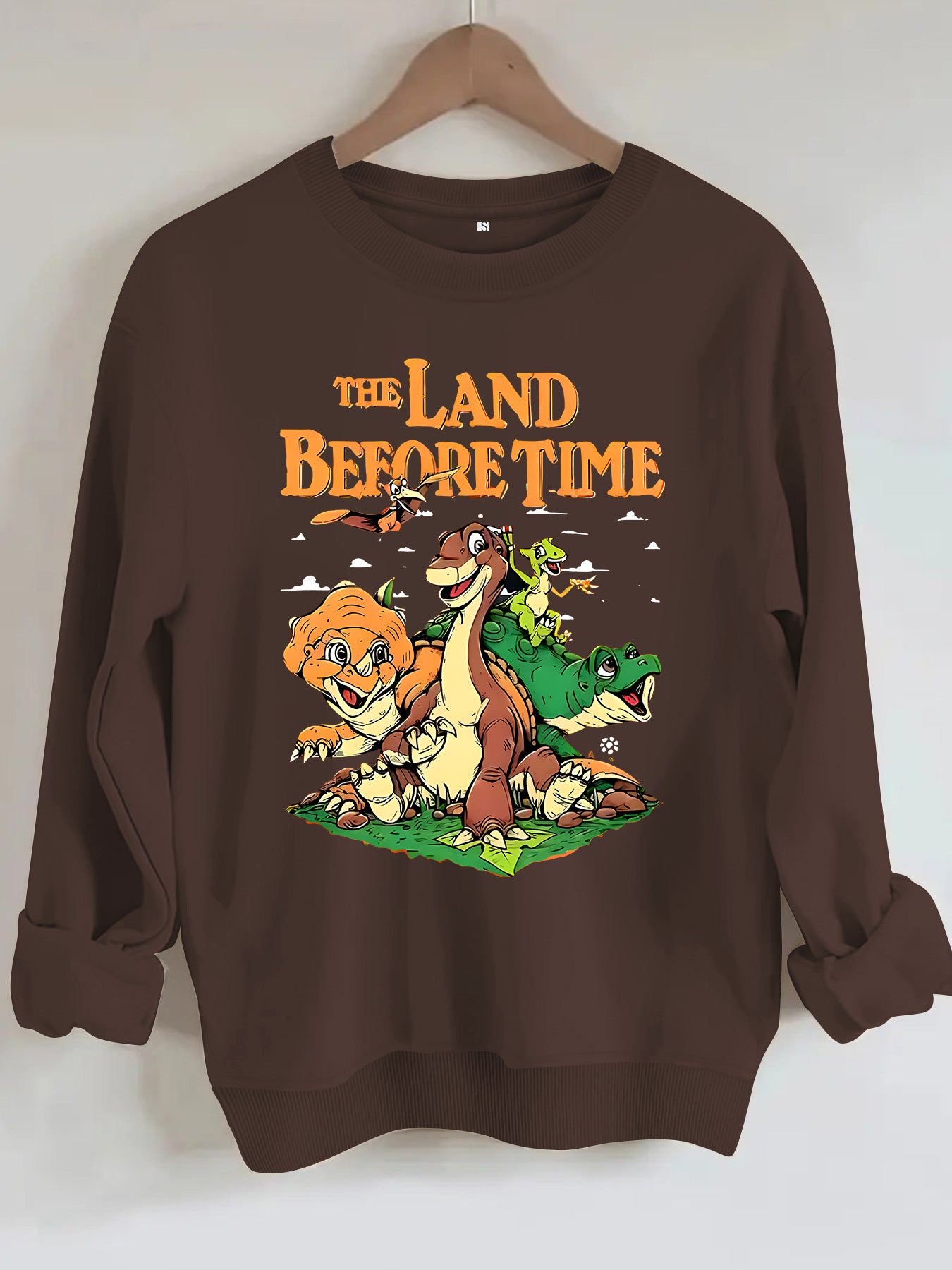 Dinosaur and letter pattern printed hoodie