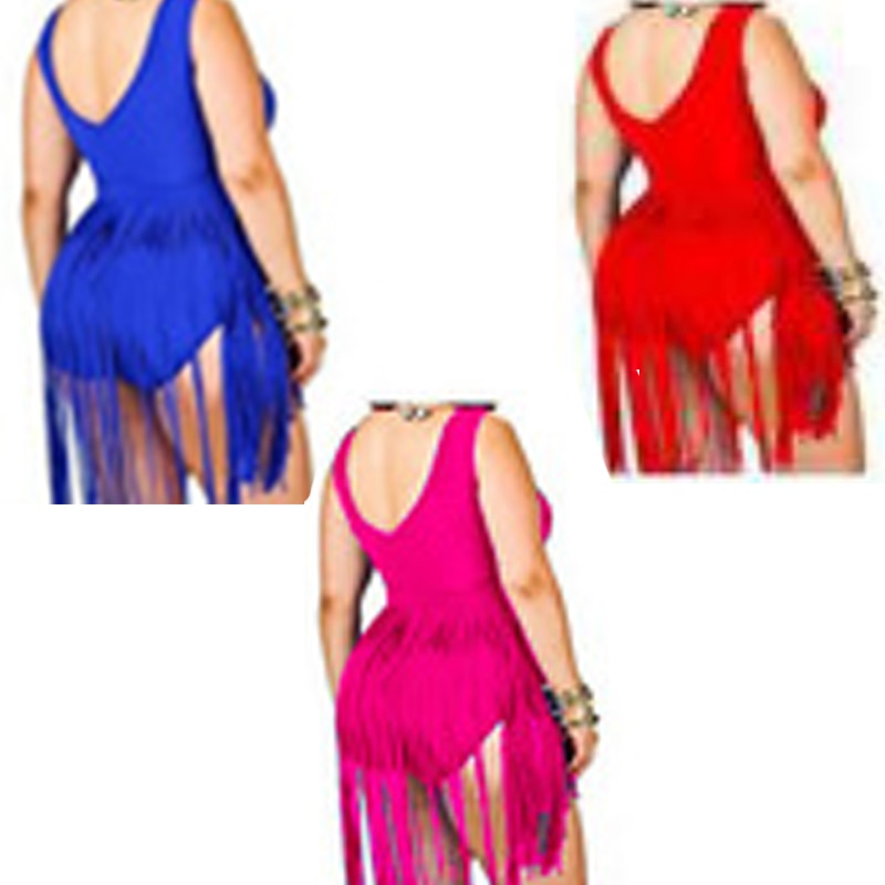 Large Size XL 6XL Monokini Skirt Swimsuit Plus Size Solid Color One Piece Swimwear Women Fringed Sexy Swiming Bathing Suit