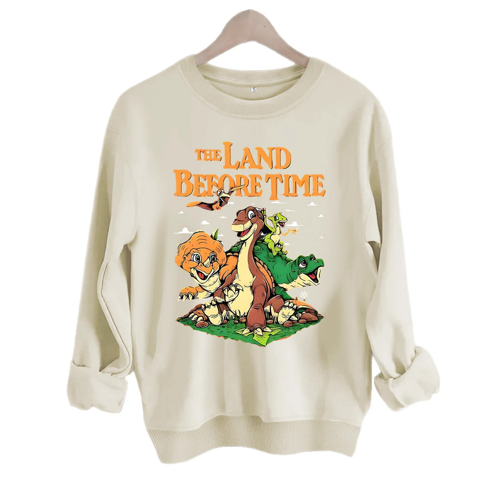 Dinosaur and letter pattern printed hoodie