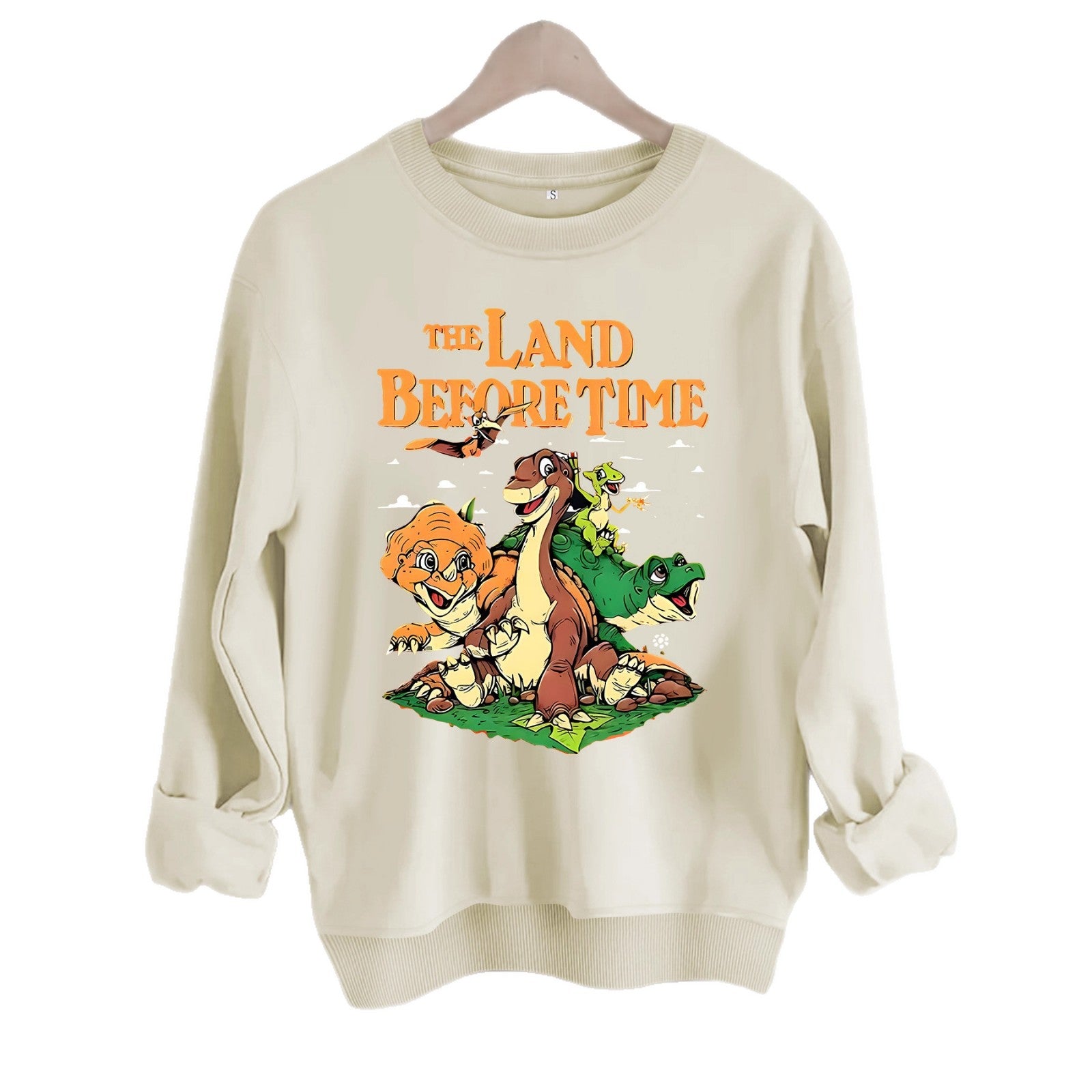 Dinosaur and letter pattern printed hoodie