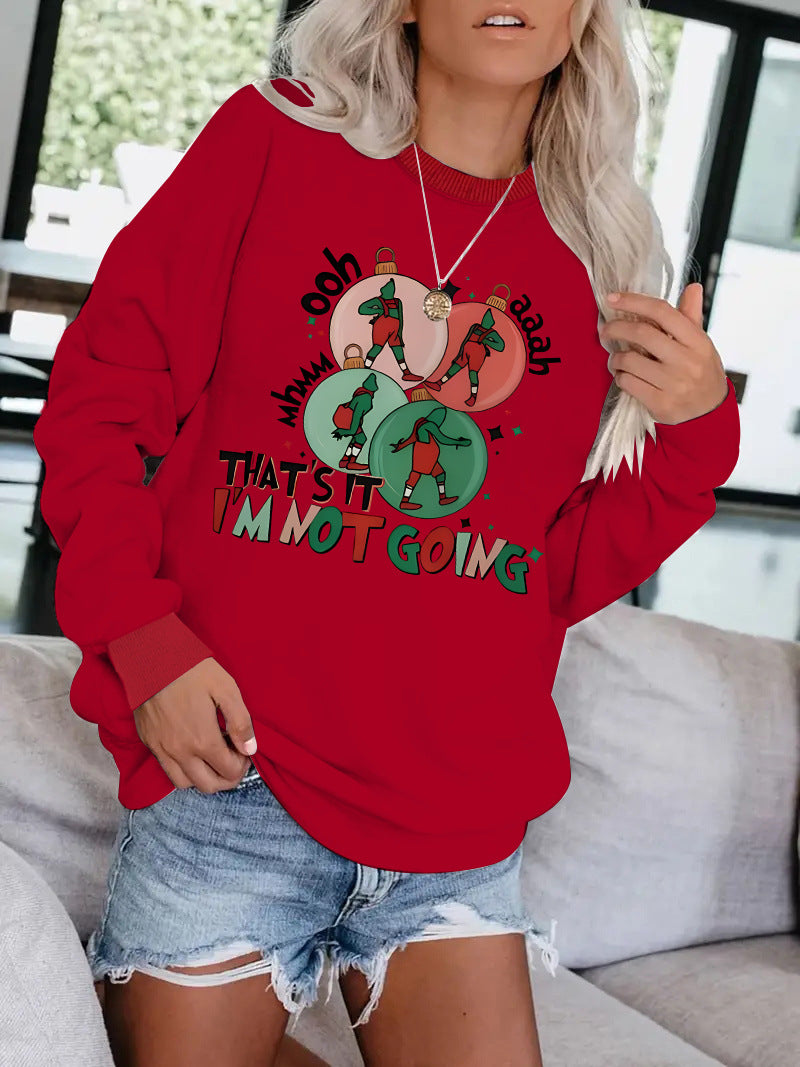 Letter phrase pattern printed casual long sleeved sweatshirt