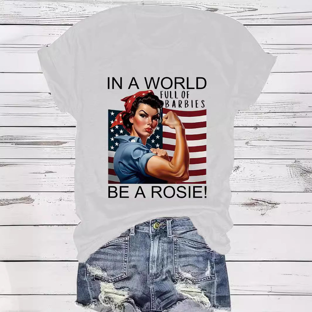 Pattern round neck short sleeved shirt