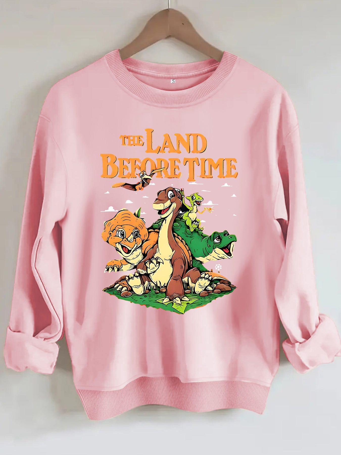 Dinosaur and letter pattern printed hoodie