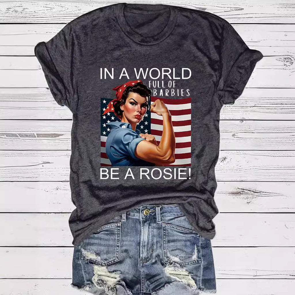 Pattern round neck short sleeved shirt