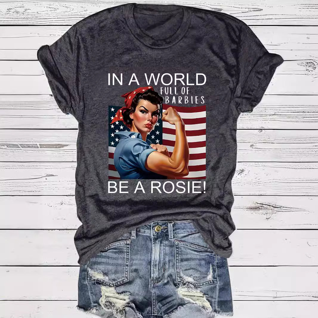 Pattern round neck short sleeved shirt