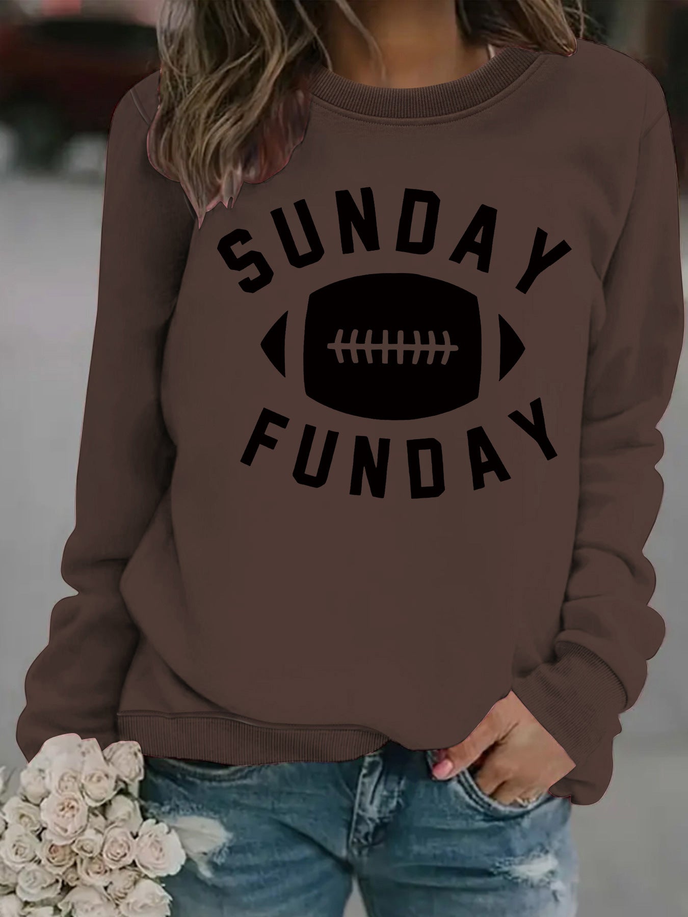 Rugby letter printed hoodie for women