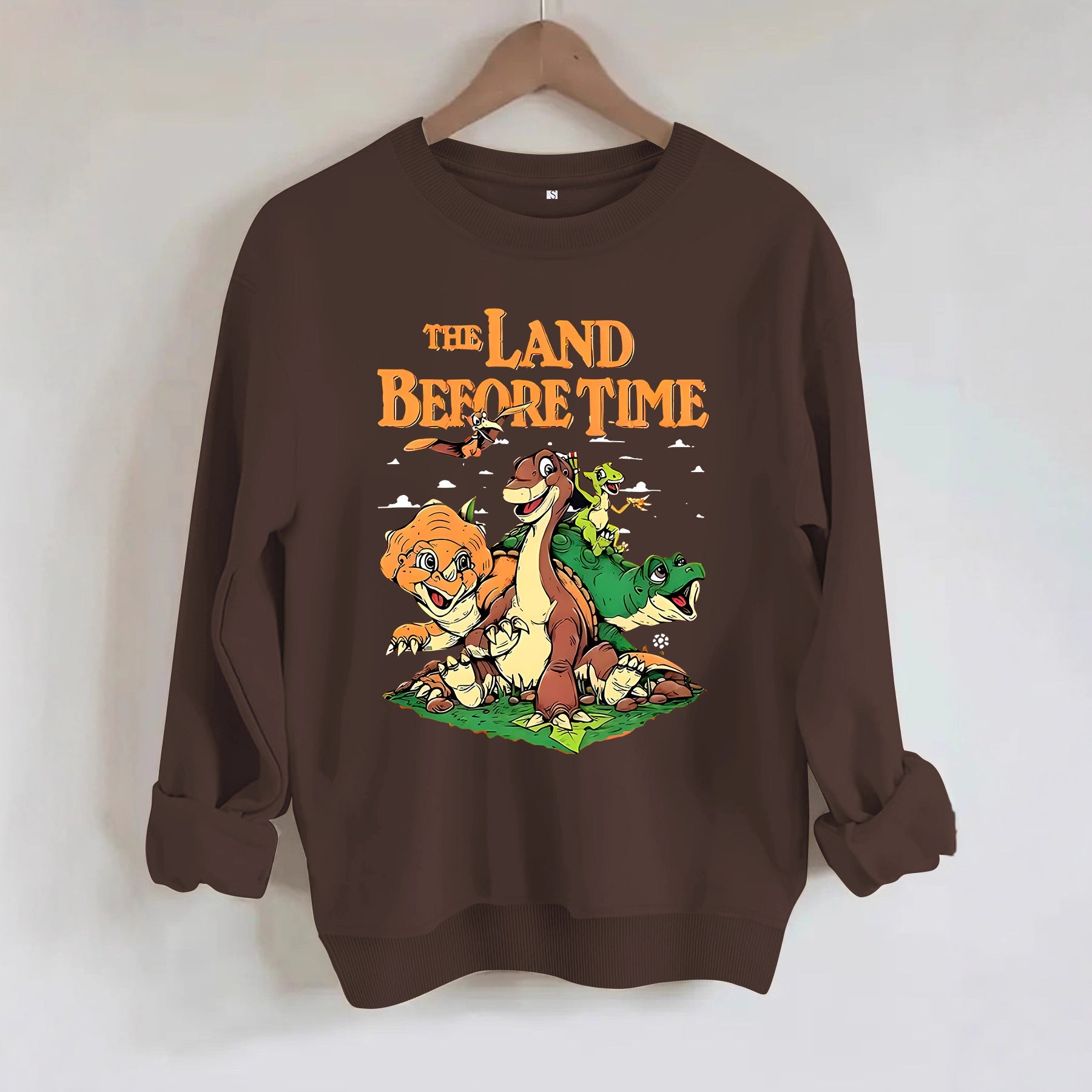 Dinosaur and letter pattern printed hoodie