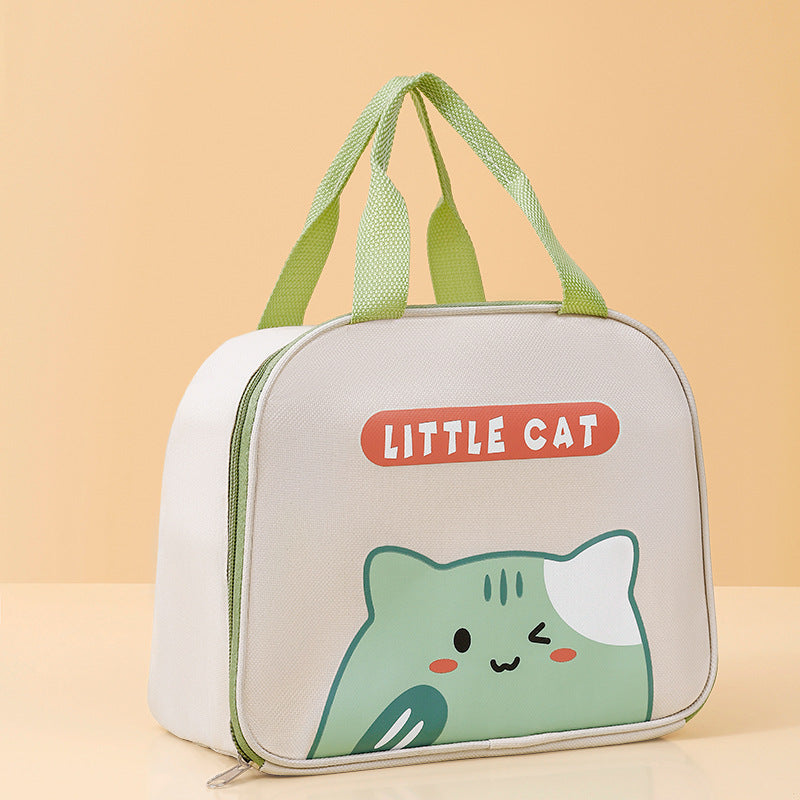 Cute cartoon lunch box bag for students and office workers with side opening, waterproof and thick insulation lunch bag