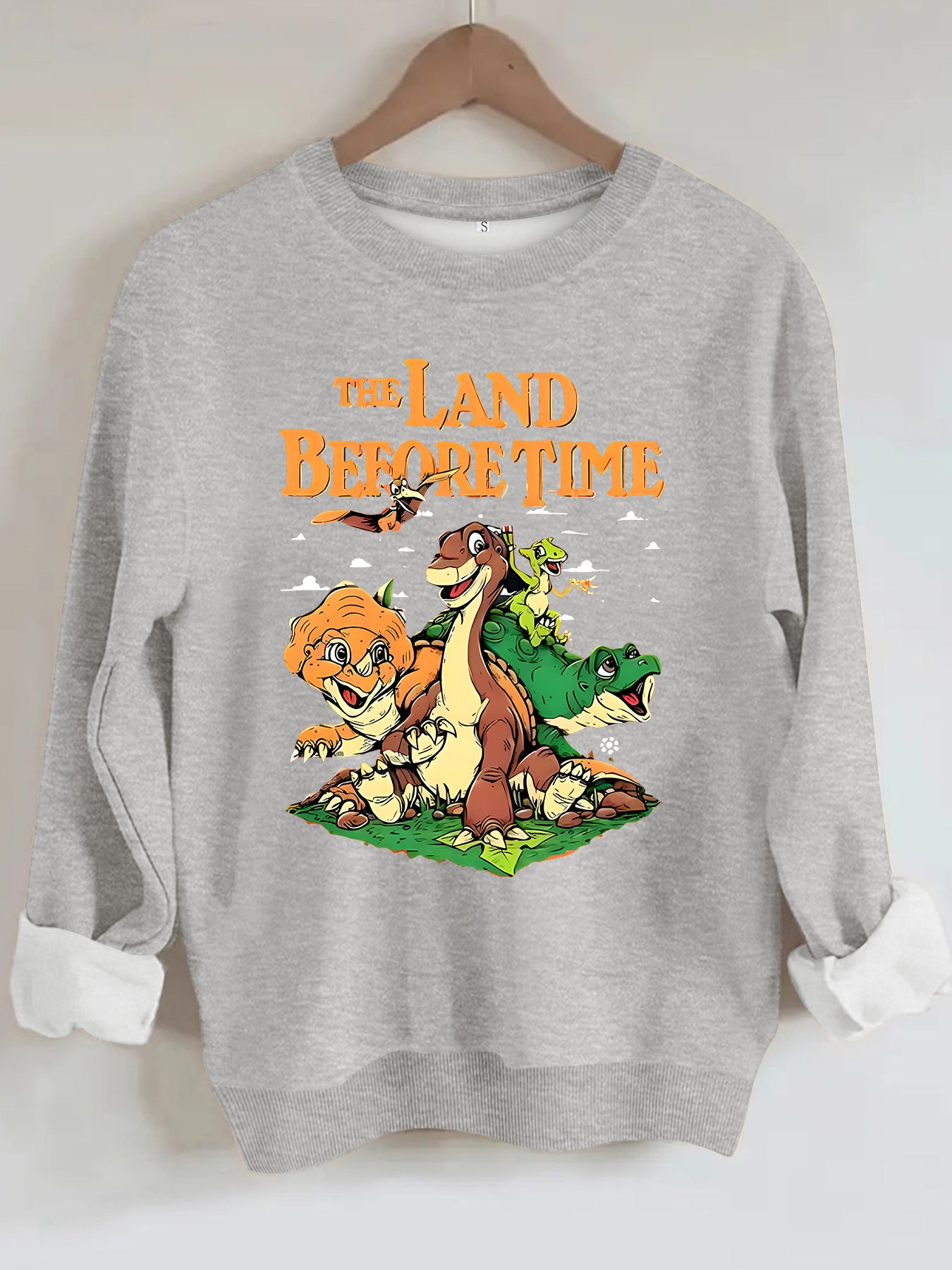 Dinosaur and letter pattern printed hoodie