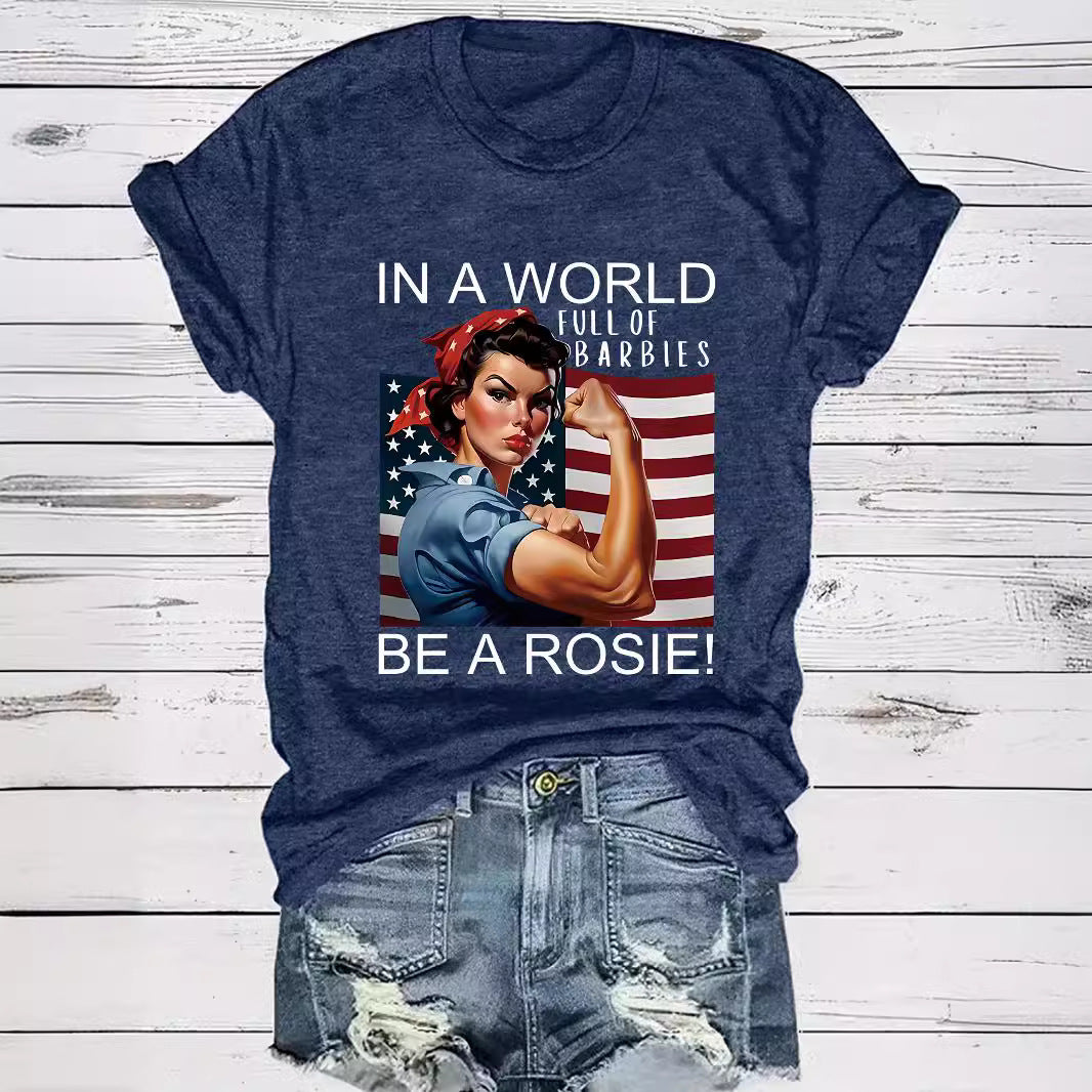 Pattern round neck short sleeved shirt