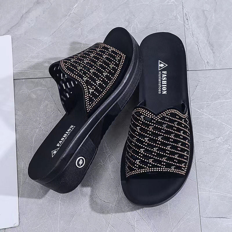 Summer new style women's flat heel comfortable soft bottom middle-aged and elderly mother sandals