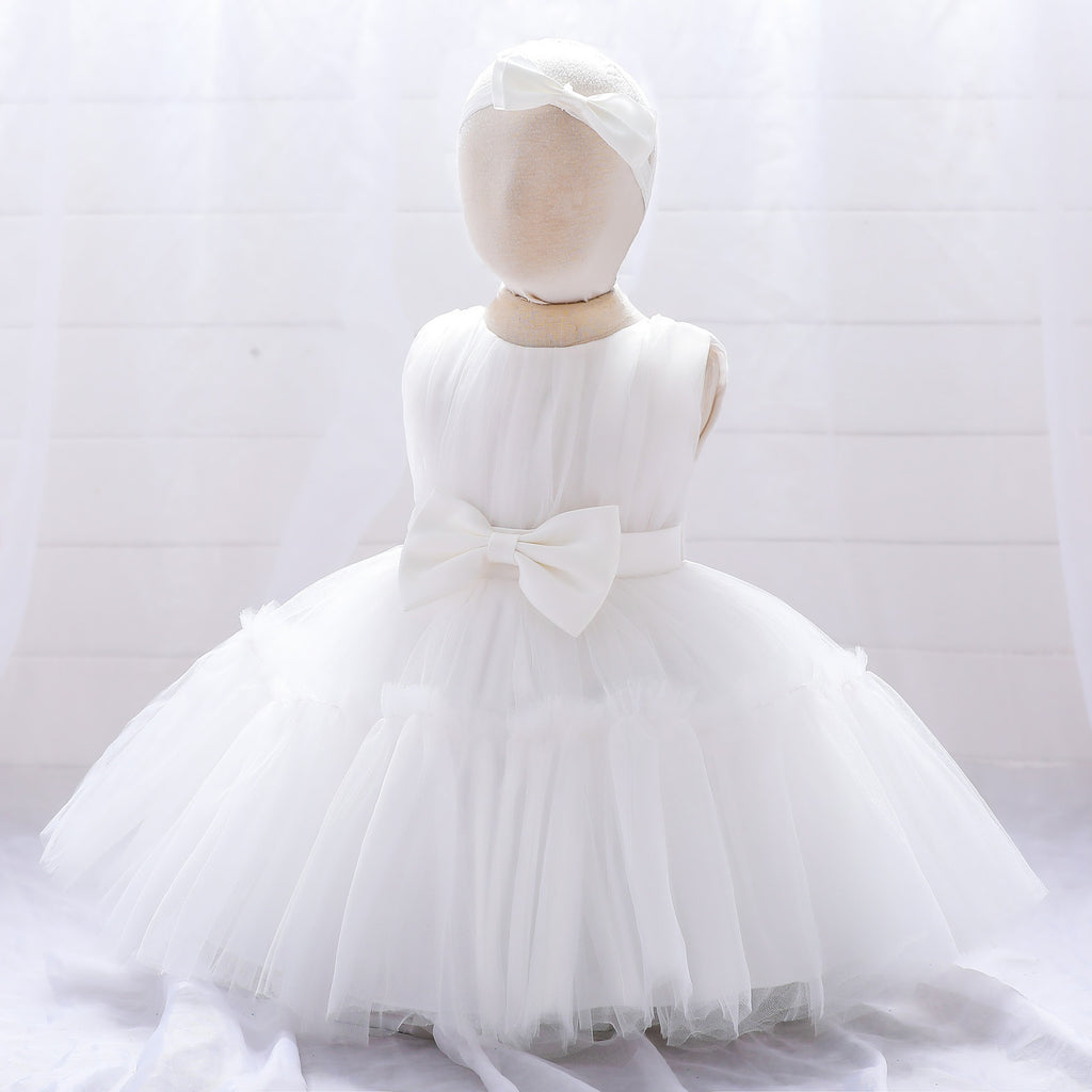 Children's mesh dress princess dress baby fluffy dress baby one year old wedding dress evening dress