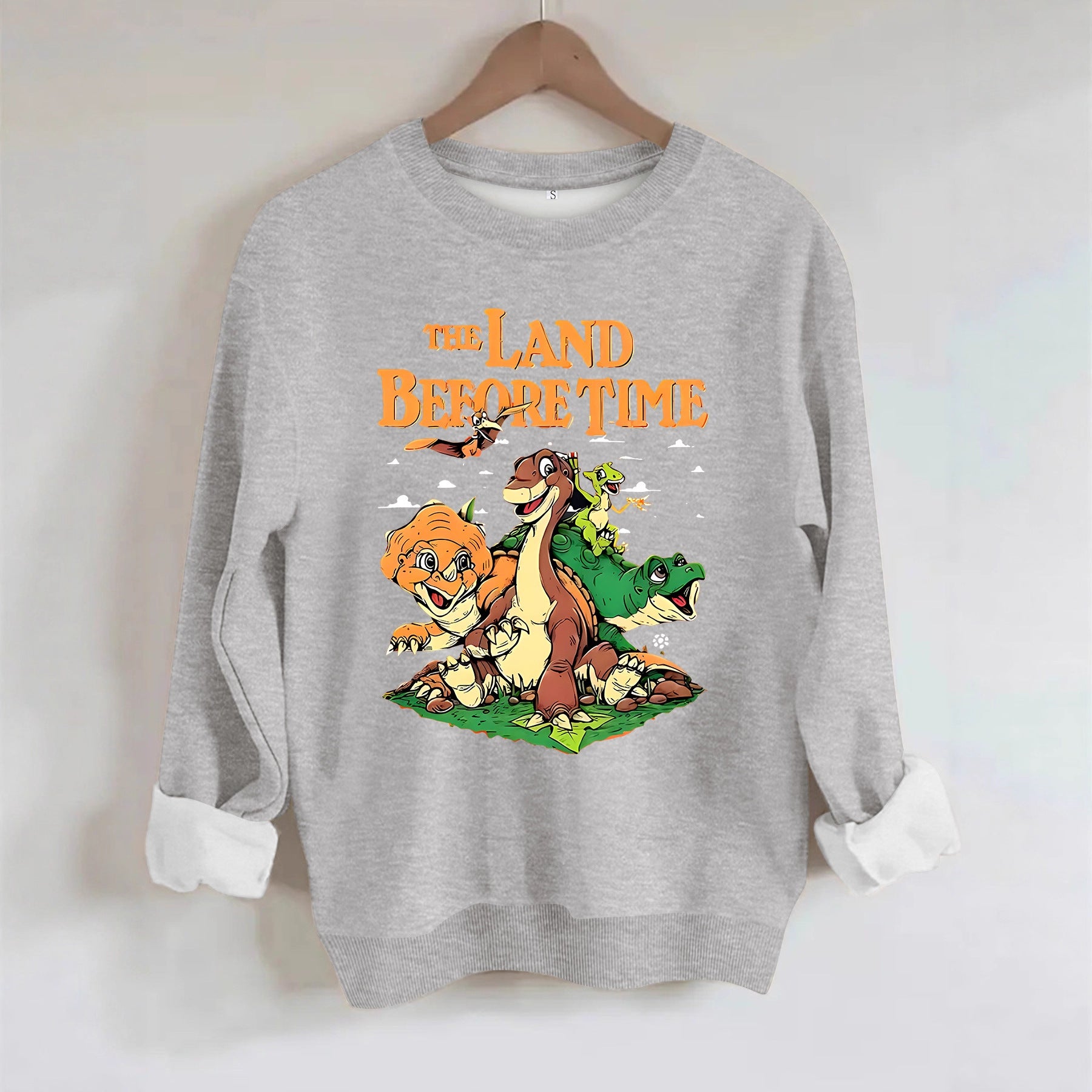 Dinosaur and letter pattern printed hoodie