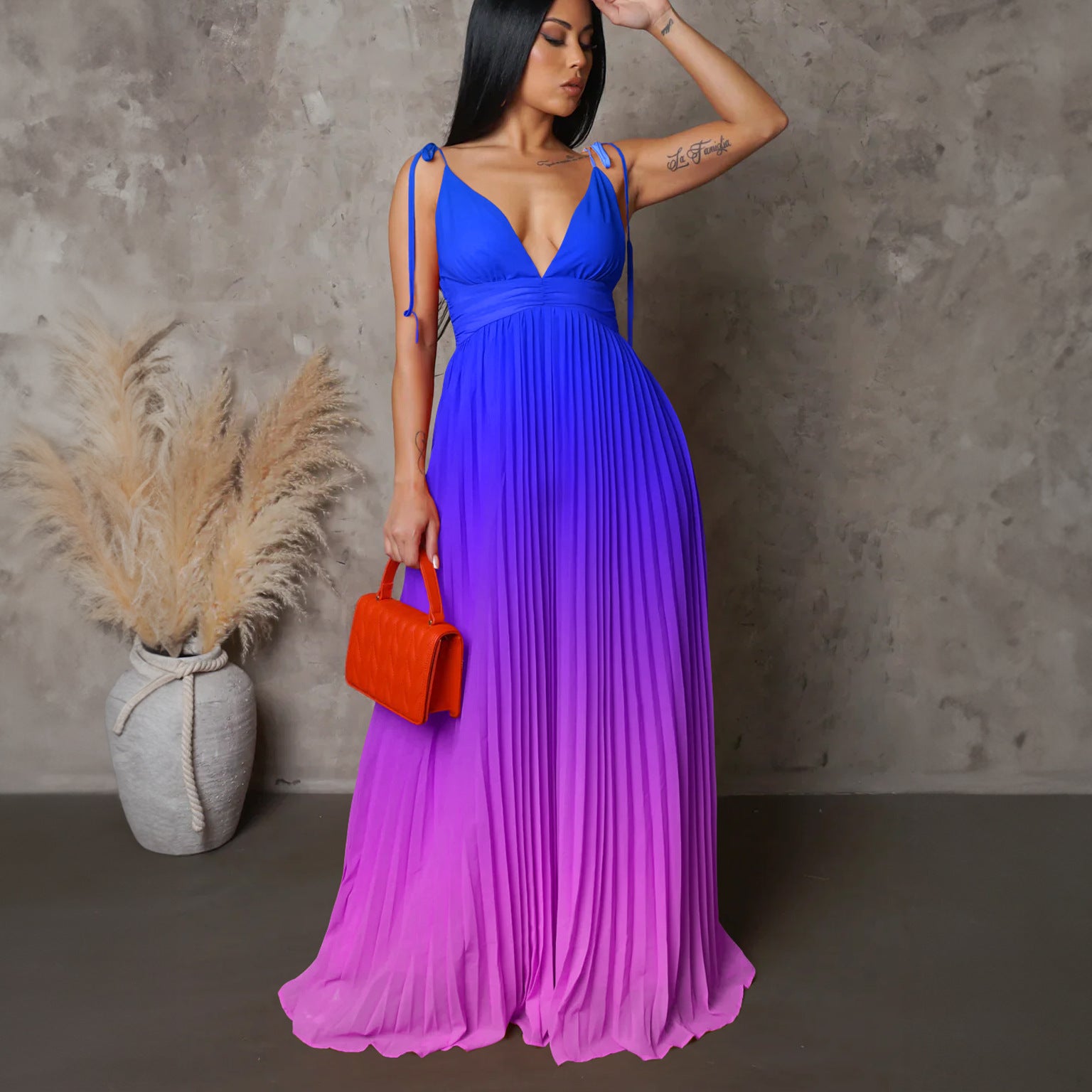 Sexy Strapless Backless Tie-up Ombre Long Dress Formal Dress