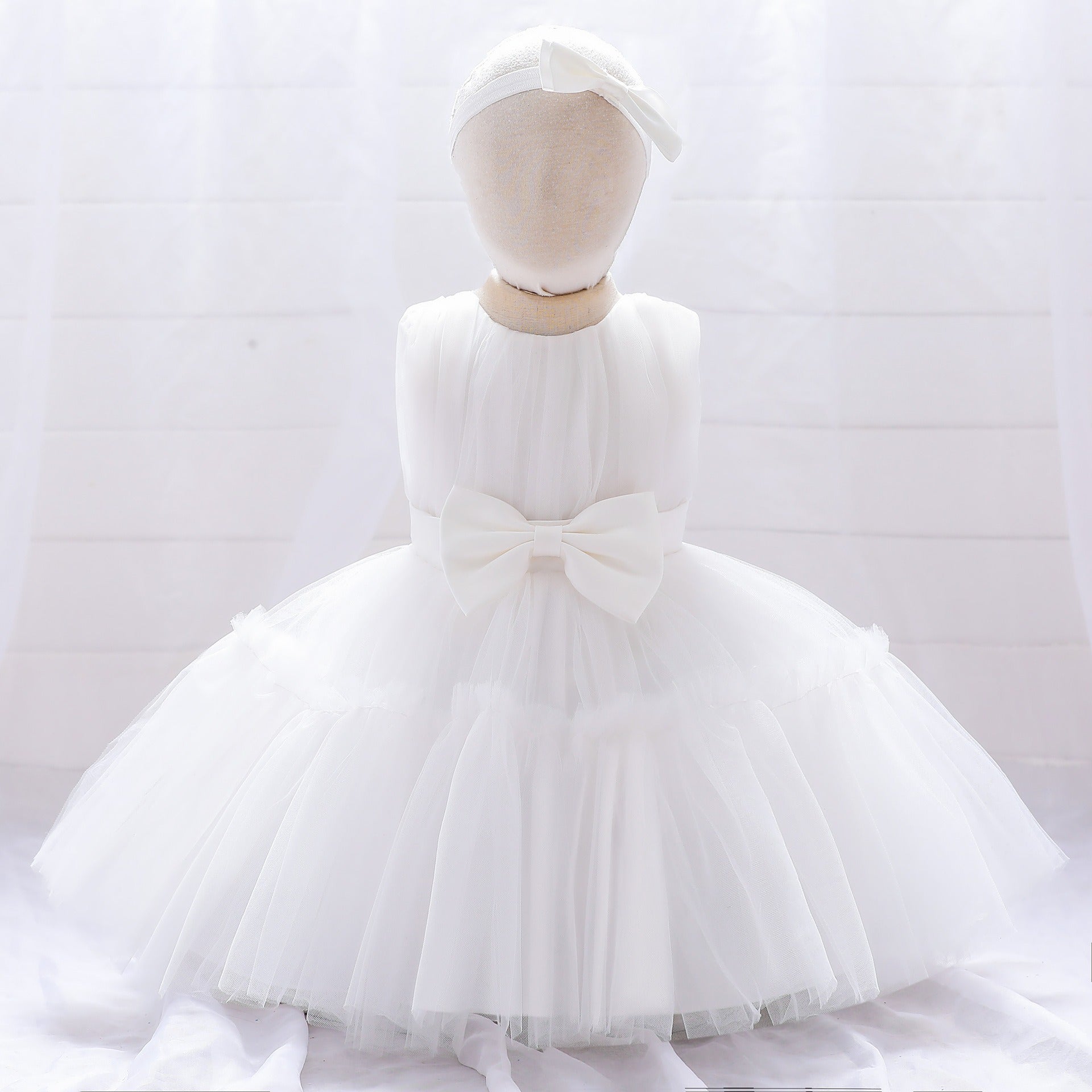 Children's mesh dress princess dress baby fluffy dress baby one year old wedding dress evening dress