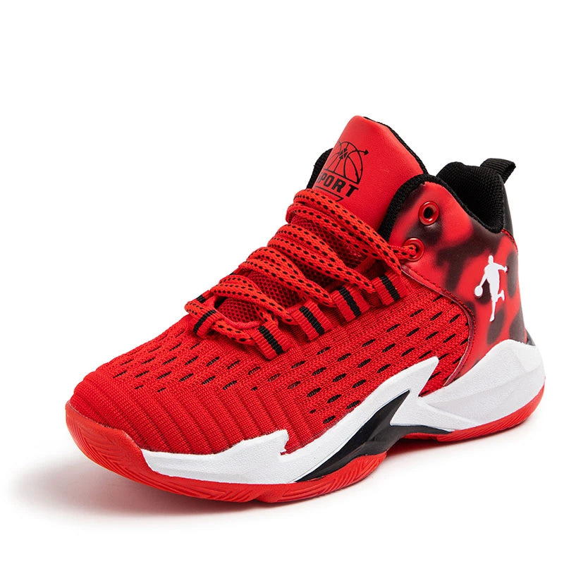 Classic Children's Basketball Shoes Knit Breathable Casual Sport Shoes For Boys Girls Trainers Outdoor Kids Basketball Sneakers