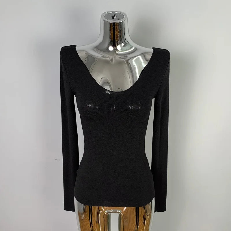 Women T Shirt 2025 Summer Basic Casual T-Shirt O Neck Woman Clothes Sexy Low Chest See Through Soft Slim Tops Tee Shirt Femme