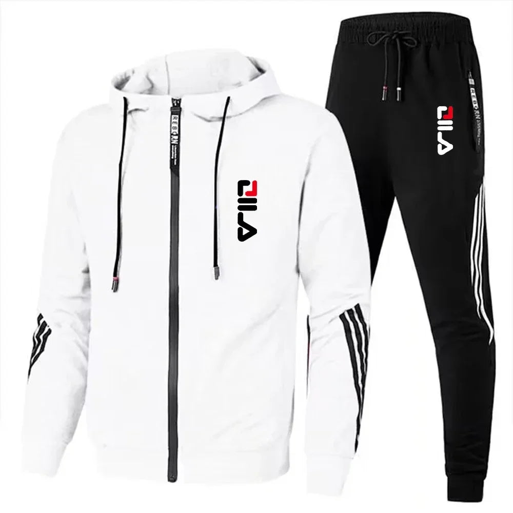 Men's sportswear set for spring and autumn 2025: sporty casual jacket + sport pants, jogging fashion and stylish sport outfit