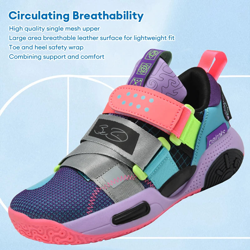 Kids Basketball Shoes Anti-Slip Breathable Lightweight Outdoor Sports Sneakers for Boys Girls Training