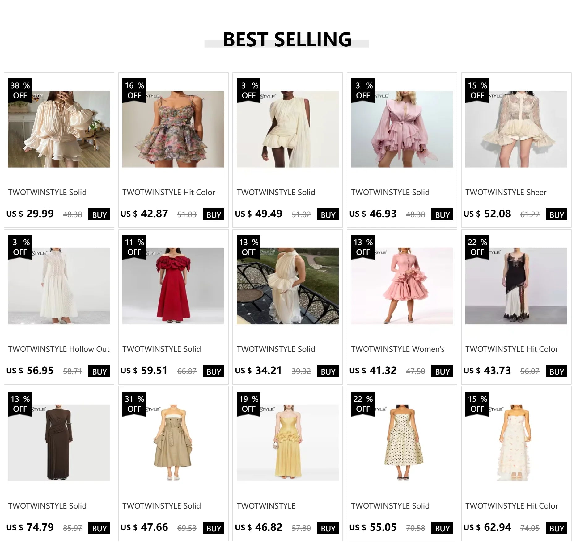 TWOTWINSTYLE Elegant Ruched Mini Dress For Women Round Neck Lantern Long Sleeve High Waist Temperament Dresses Female Fashion