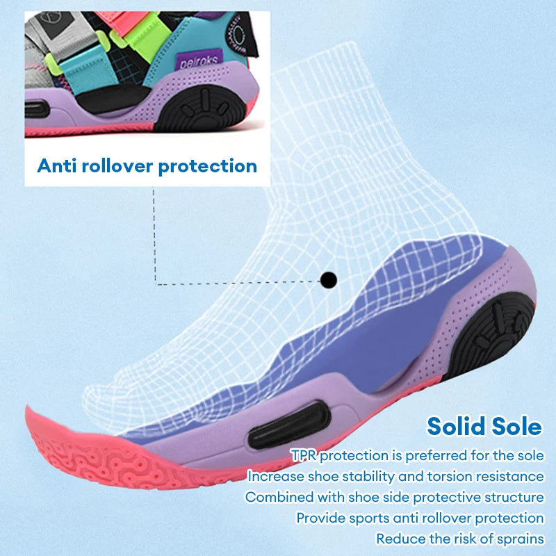 Kids Basketball Shoes Anti-Slip Breathable Lightweight Outdoor Sports Sneakers for Boys Girls Training