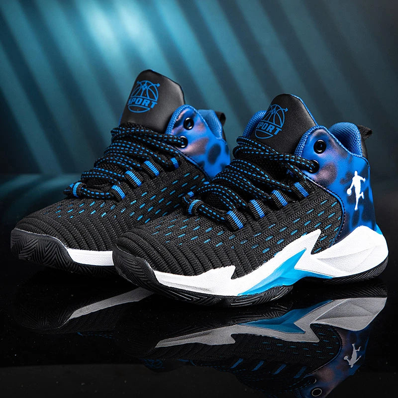 Classic Children's Basketball Shoes Knit Breathable Casual Sport Shoes For Boys Girls Trainers Outdoor Kids Basketball Sneakers