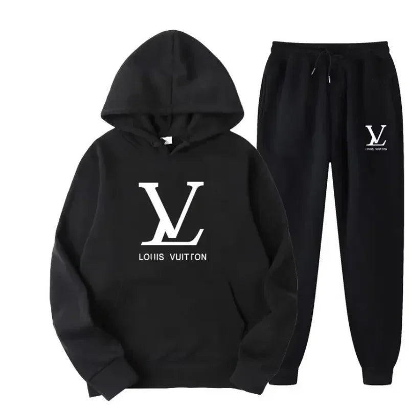 Autumn and winter new men's and women's hooded sweatshirts and pants 2-piece outdoor fashion jogging men's casual sportswear set
