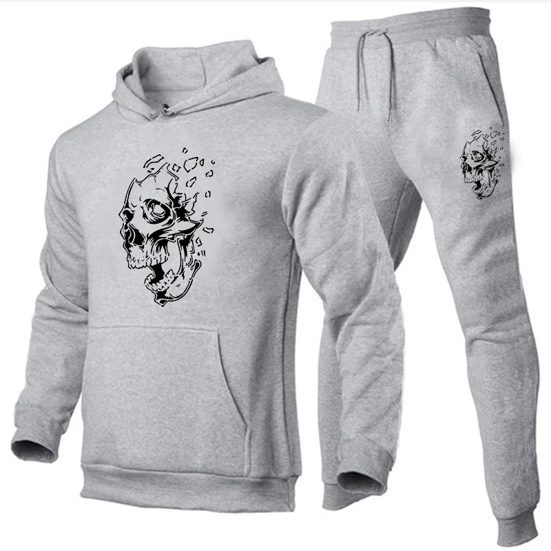 Men Sets Hoodie+Pants Two-Pieces Casual Solid Color SweatSuit Men Fashion Sportswear Fleece Set Tracksuit Men's clothing