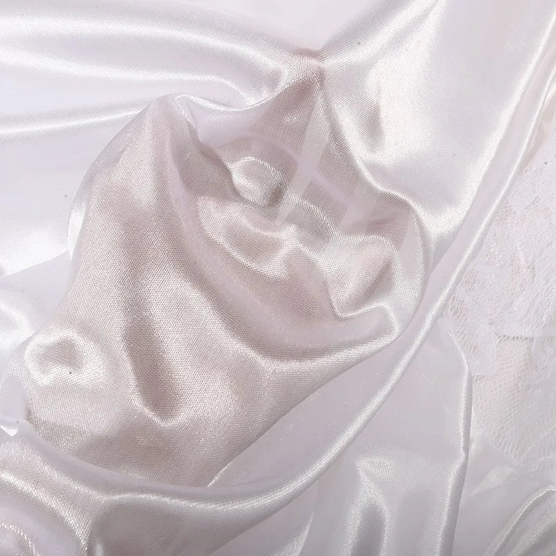 Womens Nightdress Sexy Long Lace Lingerie Nightwear Bath Robe Gown Imitation Ice Silk Nightdress Solid Color Nightgown