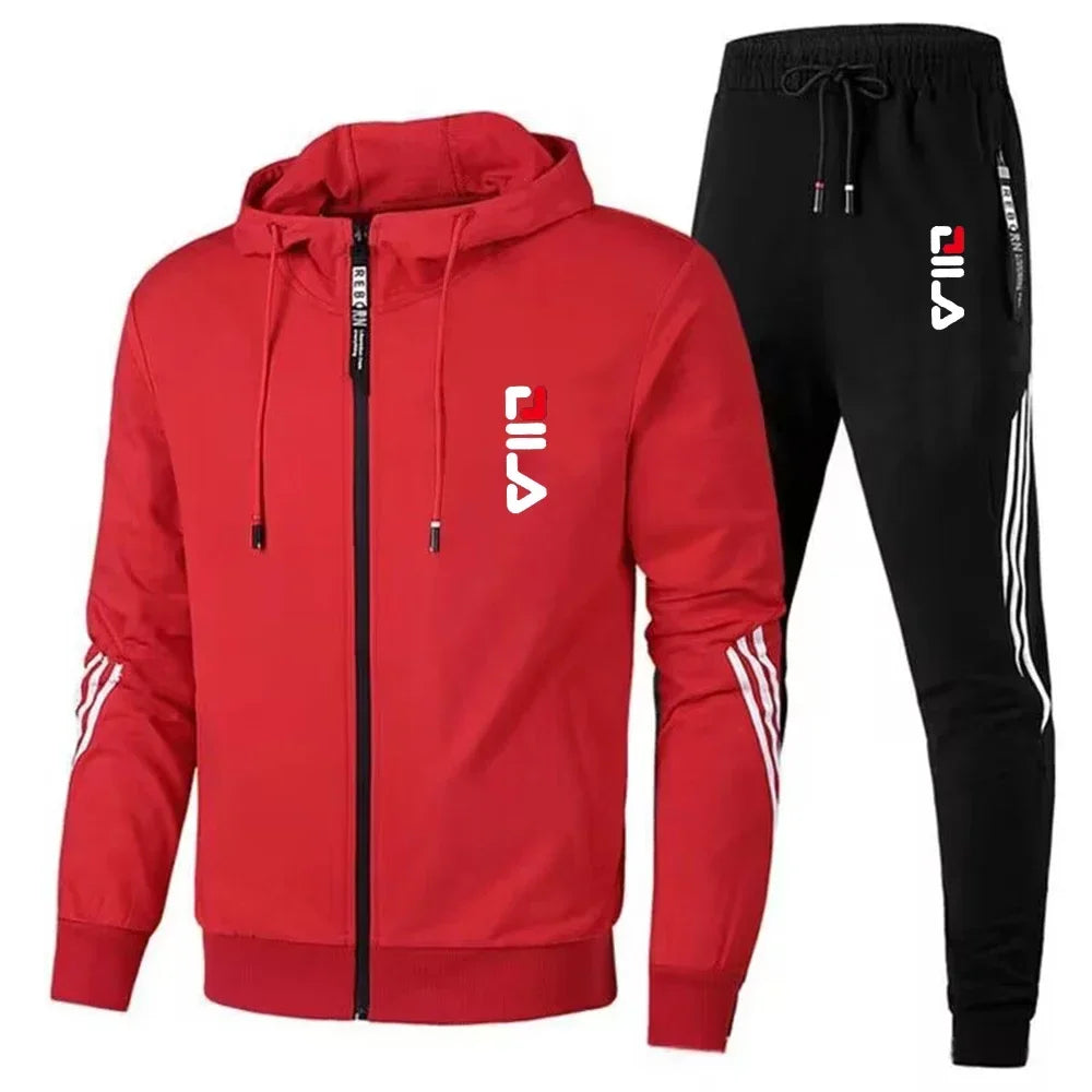 Men's sportswear set for spring and autumn 2025: sporty casual jacket + sport pants, jogging fashion and stylish sport outfit