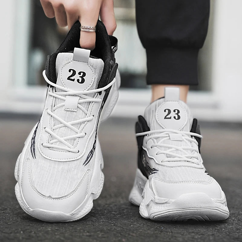 New High-quality Basketball Running Shoes for Men with Air Cushion Spring and Summer Mesh Fabric and Breathable Lacing