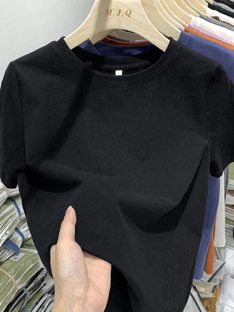 Women T Shirt Girls T-Shirt Woman Clothes Tops  Tshirt Female Short Sleeve Spring Tee Sexy Y2k Top White