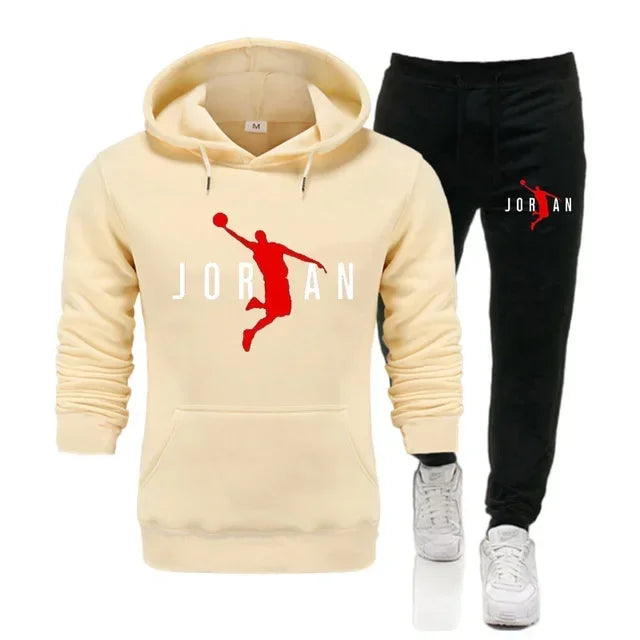 Fashionable men's sportswear set 2025 Spring and Autumn New outdoor men's casual pullover + jogging Pants two-piece set