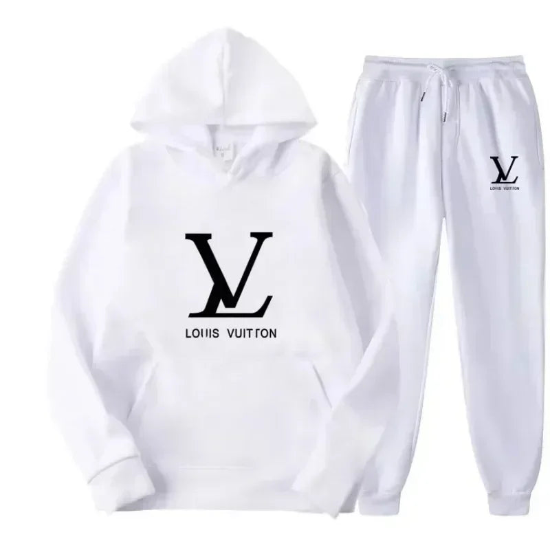 Autumn and winter new men's and women's hooded sweatshirts and pants 2-piece outdoor fashion jogging men's casual sportswear set