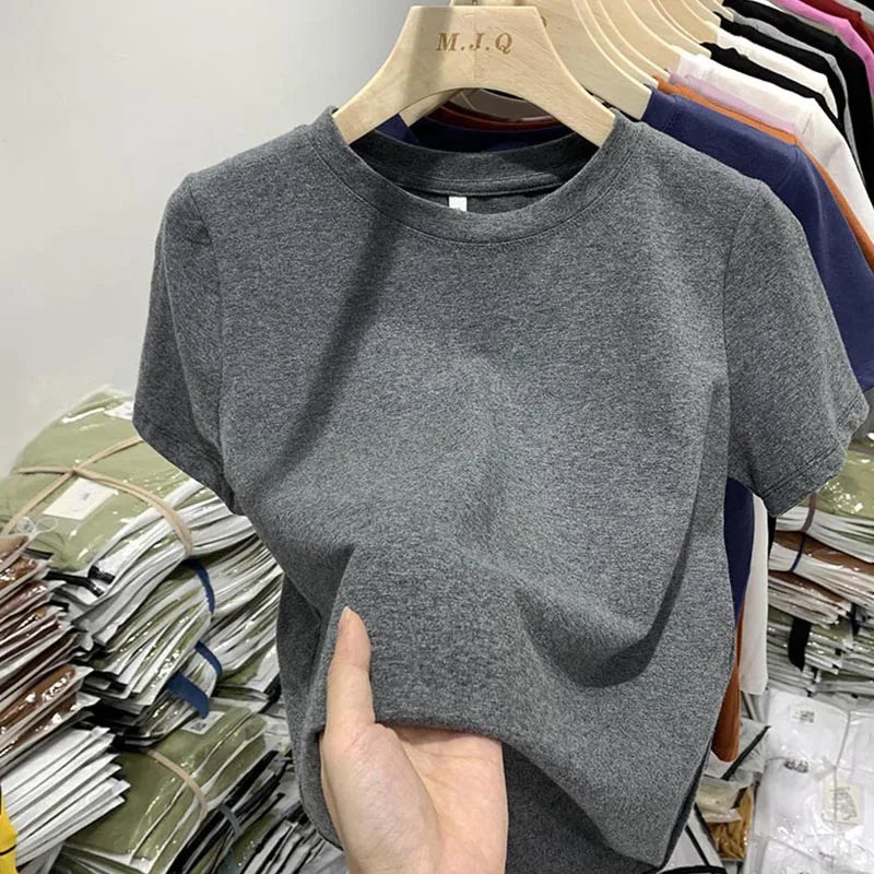 Women T Shirt Girls T-Shirt Woman Clothes Tops  Tshirt Female Short Sleeve Spring Tee Sexy Y2k Top White