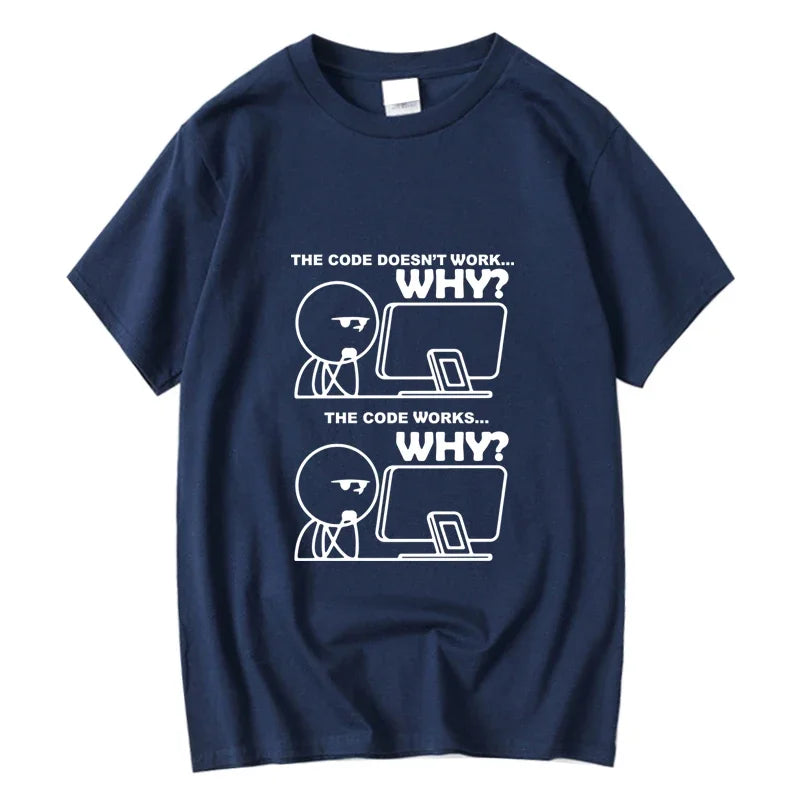 Men's T-shirt 100% Cotton Funny Programmer Print Summer Loose O-neck Cool  for Men Short Sleeve T-shirt Male Tees High Quality