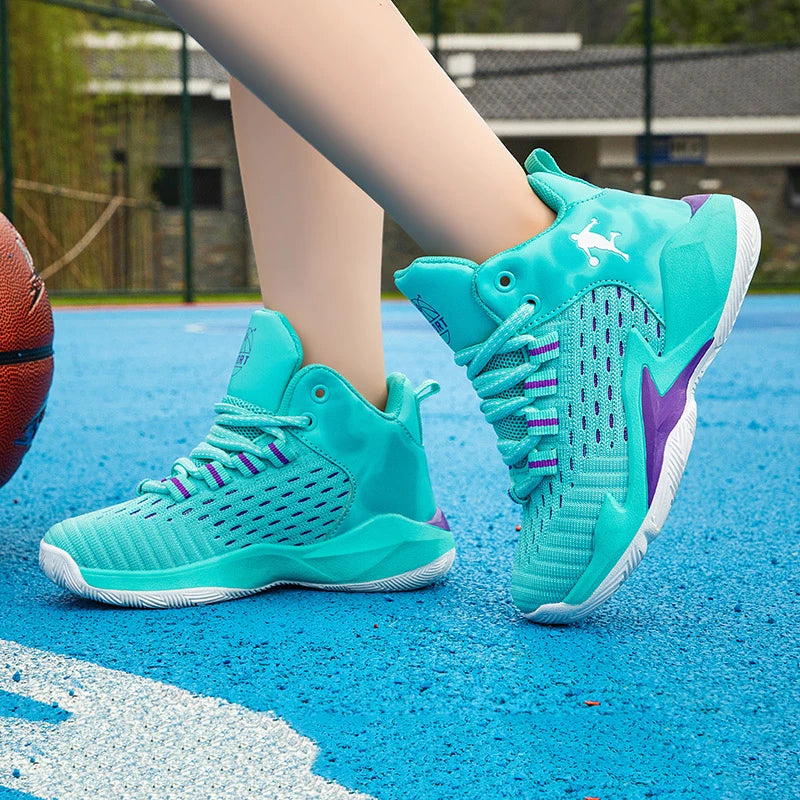 Classic Children's Basketball Shoes Knit Breathable Casual Sport Shoes For Boys Girls Trainers Outdoor Kids Basketball Sneakers