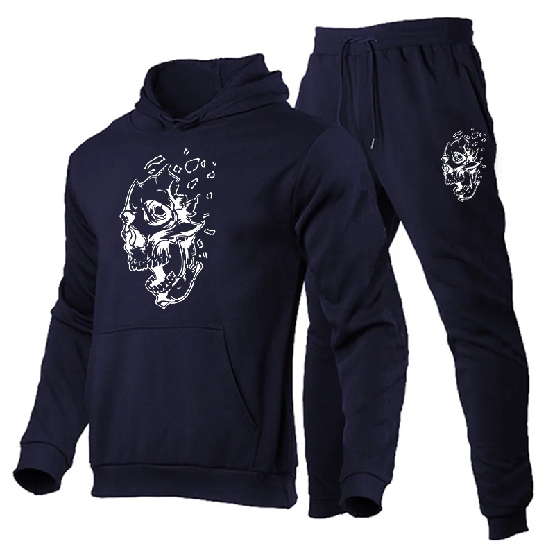 Men Sets Hoodie+Pants Two-Pieces Casual Solid Color SweatSuit Men Fashion Sportswear Fleece Set Tracksuit Men's clothing