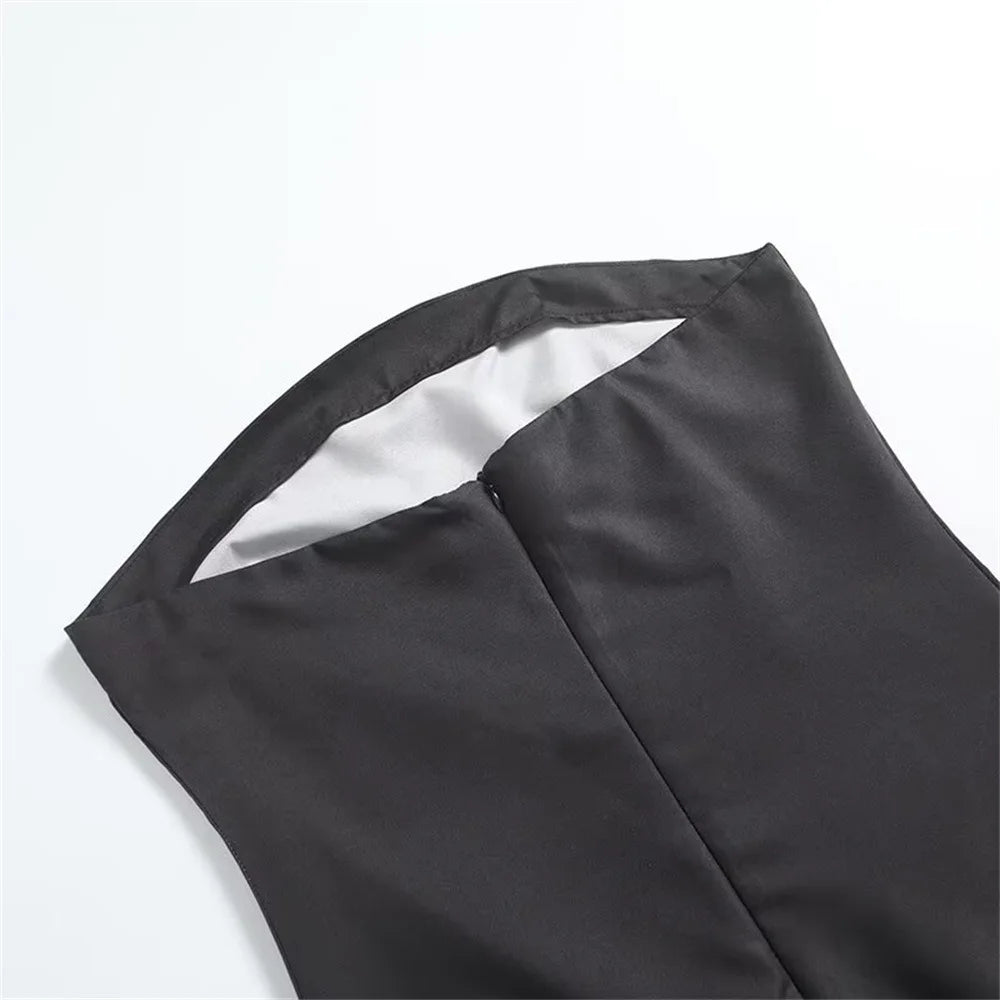 Sexy Strapless Backless Printed Long Dress Women Fashion Sleeveless Off Shoulder Vestidos 2024 Summer Lady Party Evening Robes