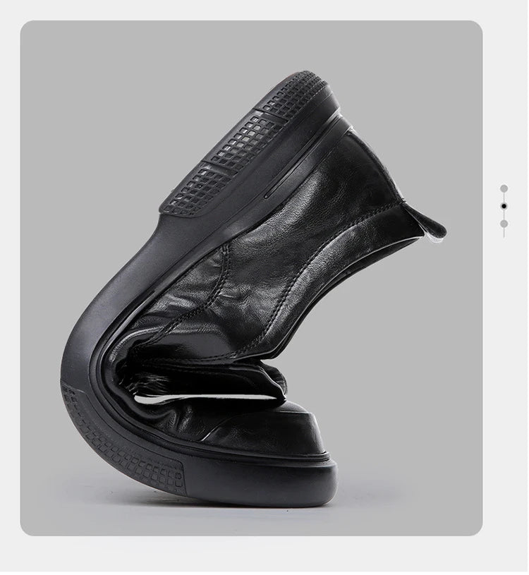 100% Genuine Leather Business Shoes Flat Slip-on Cow Leather Mens Casual Shoes Brand Male Footwear Loafers Black Brown D039