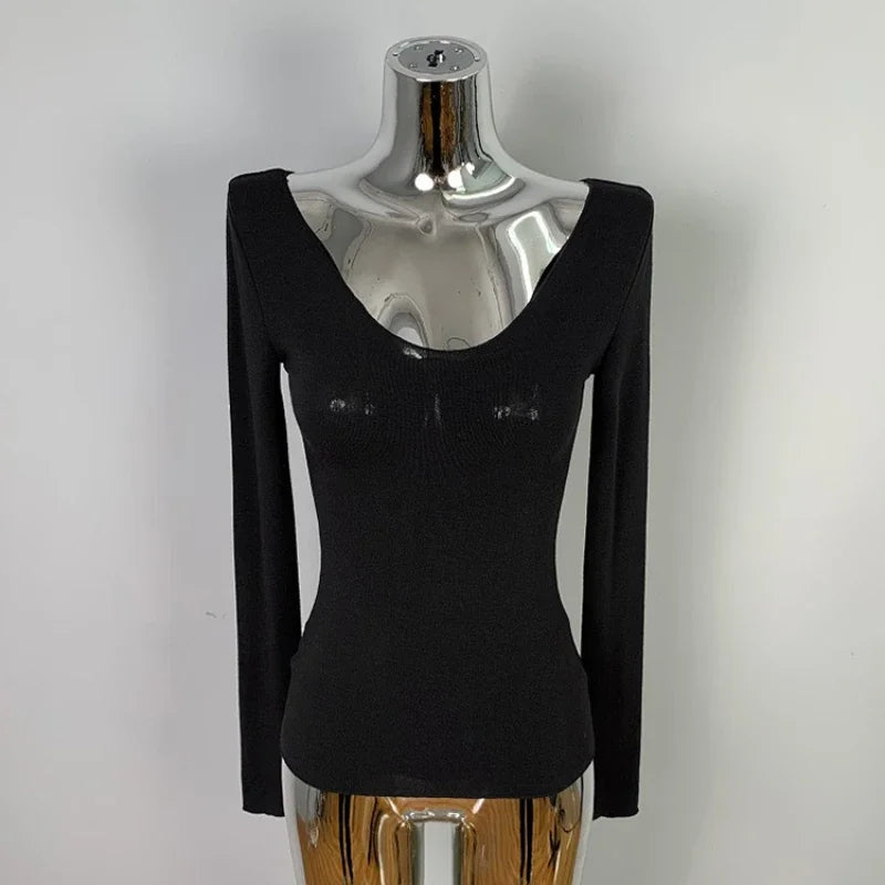 Women T Shirt 2025 Summer Basic Casual T-Shirt O Neck Woman Clothes Sexy Low Chest See Through Soft Slim Tops Tee Shirt Femme